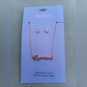 Claire's Gold Capricorn Necklace and Earring Set